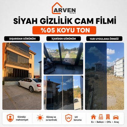 Arven Home Siyah Gizlilik Cam Filmi