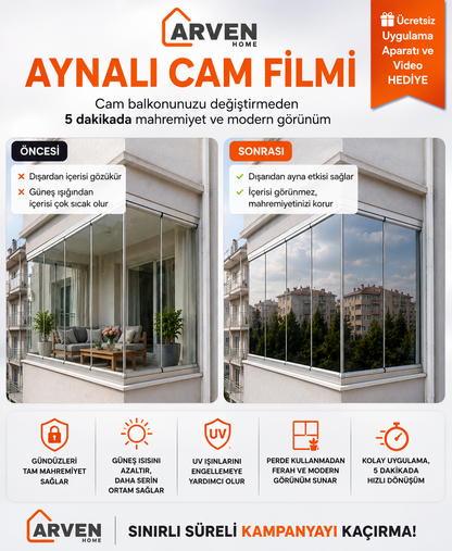 Arven Home® Aynalı Cam Filmi