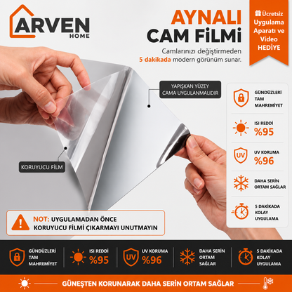 Arven Home® Aynalı Cam Filmi